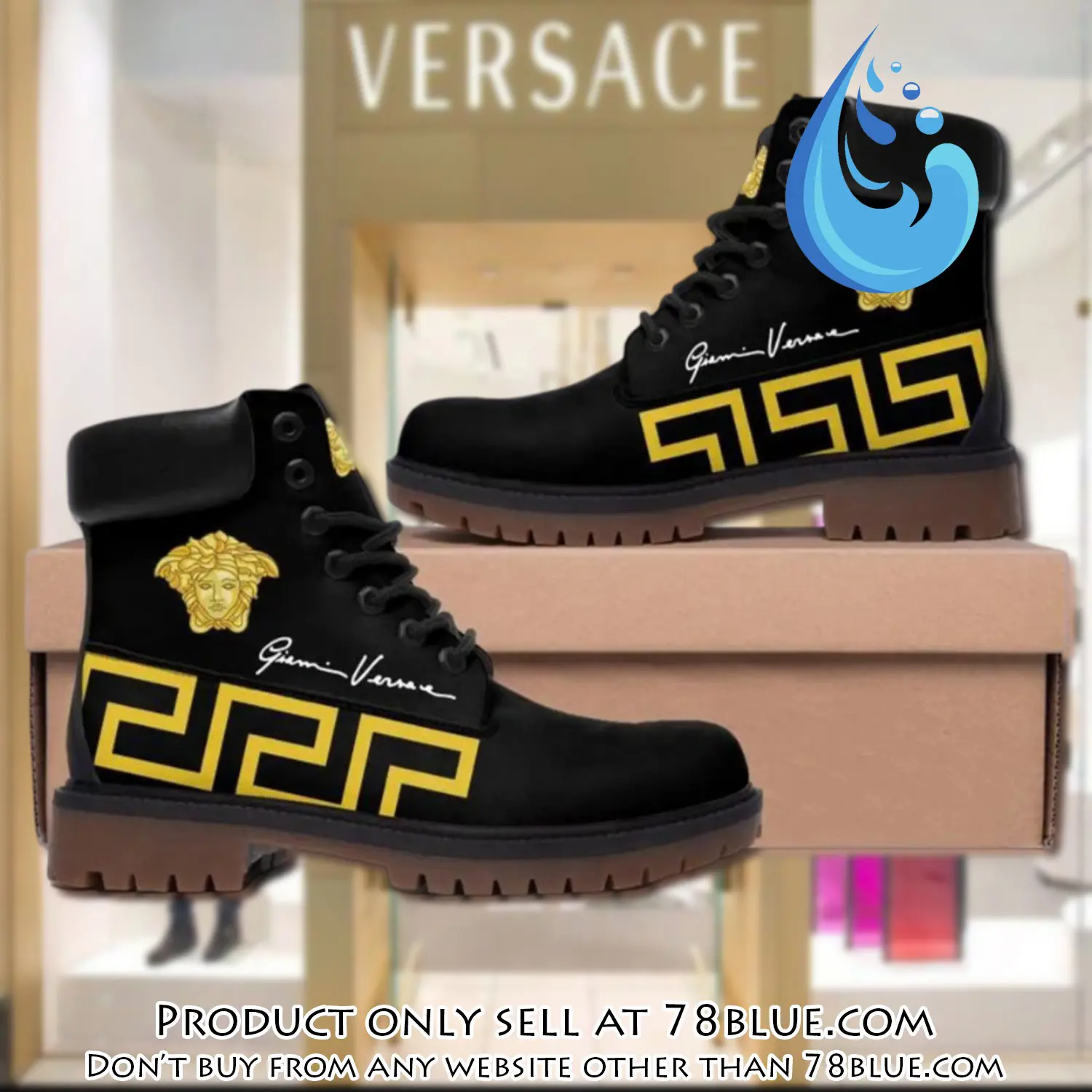 Gianni versace medusa gold pattern black luxury brand boots premium gifts for men women 78b5748318